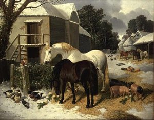The Farmyard in Winter by John Frederick Herring Jnr