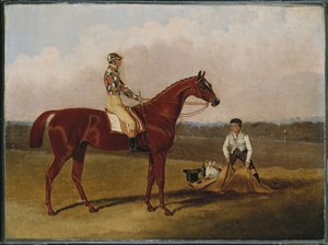 Barefoot, the Racehorse, with a Jockey and a Groom