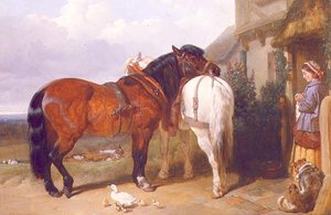 Carthorses by a Cottage Door by John Frederick Herring Senior