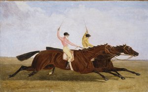 Satirist with William Scott Up Beating Coronation with John Day Up - The St. Leger 1841 by John Frederick Herring Senior