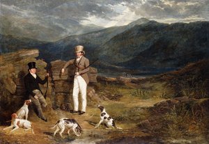 Two Gentlemen with Pointers on a Grouse Moor by John Frederick Herring Senior