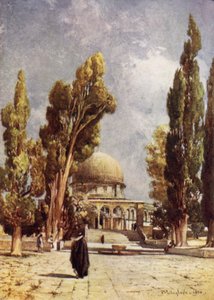 The Dome of the Rock (Mosque of Omar) as seen from the Porch on the North Side of the Mosque of El Aksa