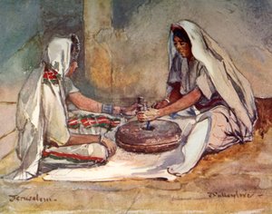 Two Women Grinding at a Hand Mill, 1902 by John Fulleylove