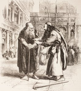 Illustration for The Merchant of Venice, Shylock and Tubal Meet in the Street, Act III, Scene I, from 
