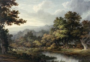 Forest Glade with Pool and Deer by John Glover