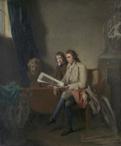 Portrait of a Man and a Boy looking at Prints by John Hamilton Mortimer