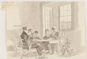 Boys reading at Storrs, Elterwater, 1814 by John Harden