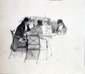 Group Gathered Round a Table by John Harden