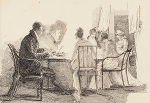 Interior with seated figures, 1804-05