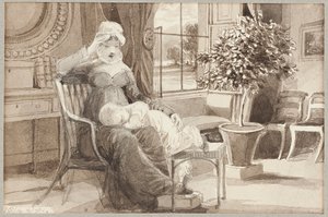 Mrs H with baby John William, 1814 by John Harden