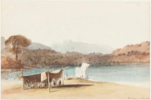 Picnic under shelter by Lake Windermere, 1822