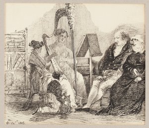 Playing Music on the Harp, 1815 by John Harden