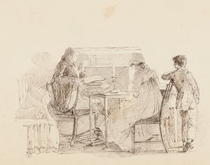 Three by the fireplace, 1805 by John Harden