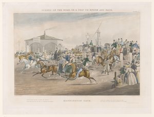 View of the Tollhouse at the Busy Intersection of Kennington Park and Camberwell New Road (Scenes on the Road, or a Trip to Epsom and Back) by John Harris