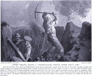 Sapper Pollitt Making a Communication Trench Under Heavy Fire at the Gallipoli Peninsula June 1915 by John Harris Valda