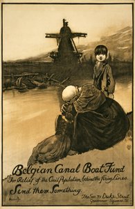 Fundraising Campaign for Belgian Canal Boat Fund, pub. 1914-18 by John Hassall