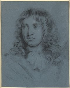 The miniature painter Thomas Flatman, as a young man with long ringlets and a scarf tied in a bow around his neck by John Hayls