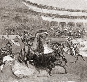 A bullfight in Seville, Spain, from The Century Illustrated Monthly Magazine, published 1884 by John Henry Ellsworth Whitney