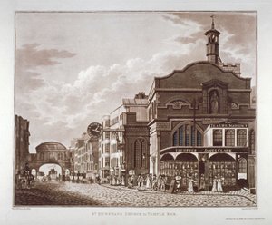 Fleet Street from St Dunstan in the West to Temple Bar, City of London by John Hickin