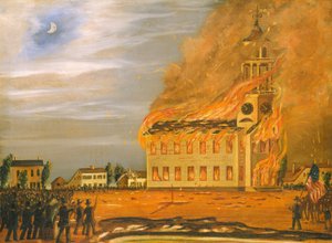 Burning of Old South Church, Bath, Maine, c. 1854 by John Hilling