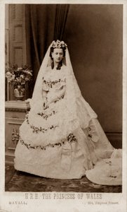 Princess Alexandra of Denmark in her wedding dress for her marriage to the Prince of Wales, the future King Edward VII