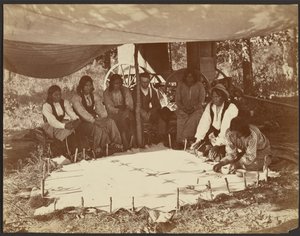 Kiowas Painting a Robe, Fort Sill, I.T. by John K. Hillers