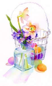 Egg basket with flowers