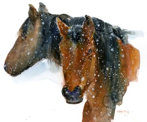 Horses in Winter, 2015 by John Keeling