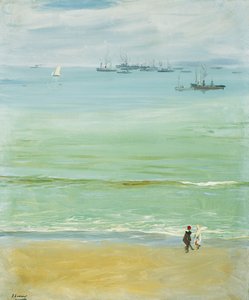 A Young Woman Pushing a Baby in a Pram by John Lavery