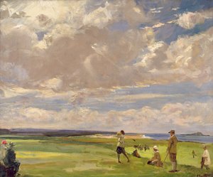 Lady Astor playing golf at North Berwick by John Lavery