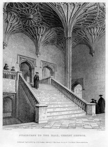 Staircase to the Hall, Christ Church, Oxford University by John Le Keux
