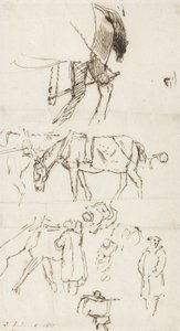 Studies of Horses, Men and Carriages, 1811 by John Linnell
