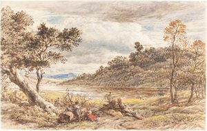 Travelers Resting by a Fallen Tree