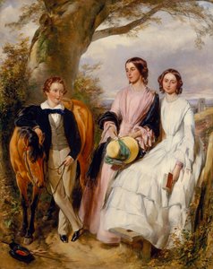 Group Portrait of Two Women, a Boy and his Pony