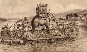 Hannibal crossing the river Rhone by John Macfarlane
