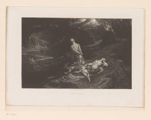 Adam and Eve Mourn Abel and God Curses Cain (Death of Abel) (Illustrations of the Bible) by John Martin