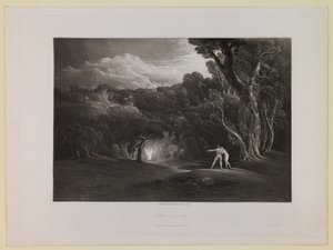 Paradise-with the Approach of the Archangel Raphael (Book 5, Line 308), from “Paradise Lost” by John Martin
