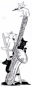 Saxophone and flute (drawing) by John Minnion