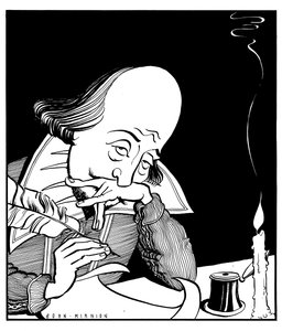 William Shakespeare writing a play by John Minnion