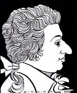 Wolfgang Amadeus Mozart, caricature by John Minnion