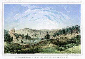 Hot Springs at Their Source in Lou Lou Fork, Bitterroot Mountains, Montana, USA by John Mix Stanley