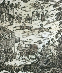 Horseracing at the Turf Inn (Furnishing Fabric) by John Nost Sartorius