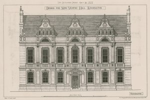 Design for New Vestry Hall, Kensington, London by John Oldrid Scott