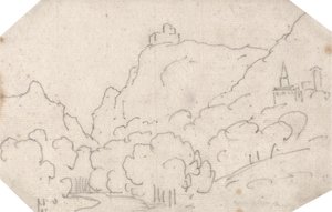 Mountain View with Buildings by John Robert Cozens
