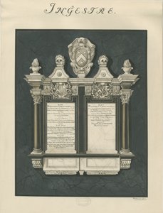Ingestre Church - tablets to Walter Chetwynd elder and younger: painting by John Robert Fernyhough