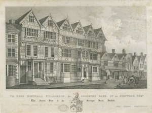 Stafford - Ancient High House: lithograph by John Robert Fernyhough