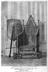The Coronation Chair of the English Sovereigns, Westminster Abbey, London, 1810 by John Roffe