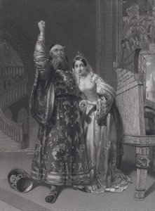 Marino Faliero, Doge of Venice, threatening vengeance for the libelling of his wife, Aluycia Gradenigo by John Rogers (after) Herbert