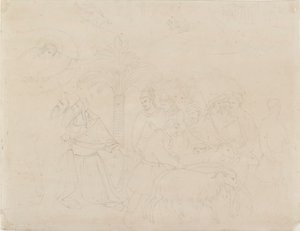 Pencil Outline of a Part of the Fresco of The Friends of Job, 1845