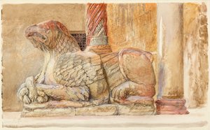 The Gryphon Bearing the North Shaft of the West Entrance of the Duomo, Verona by John Ruskin